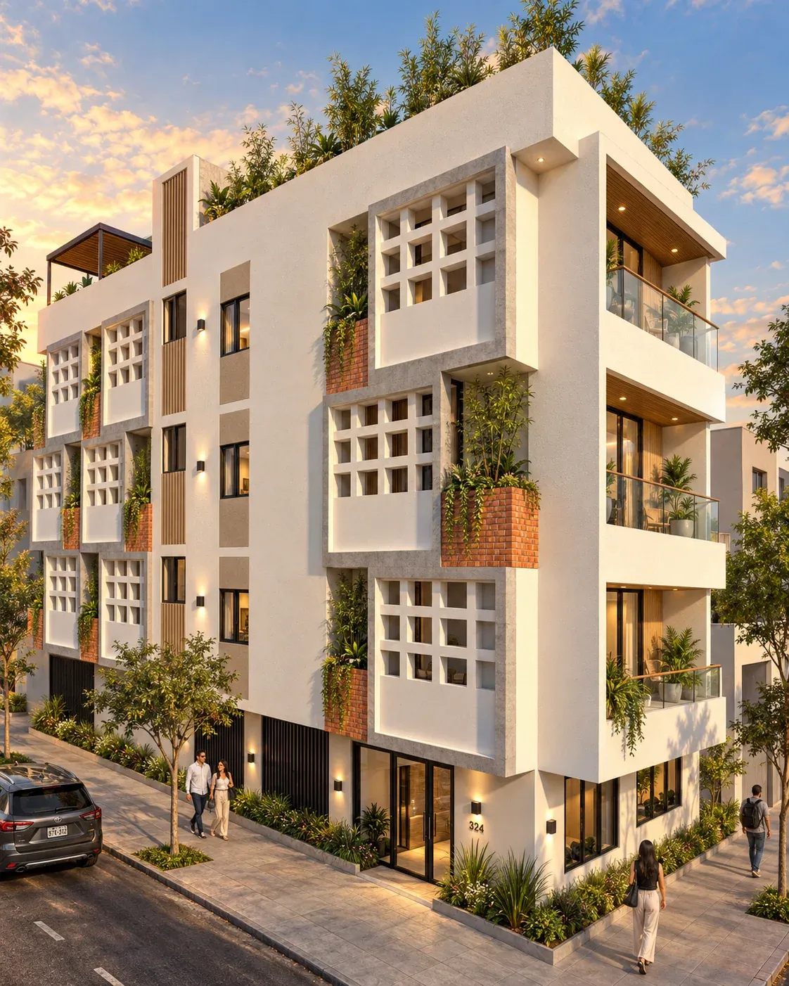 Edificio de celosías · Vista 02. Imagen de propuesta · Fachada