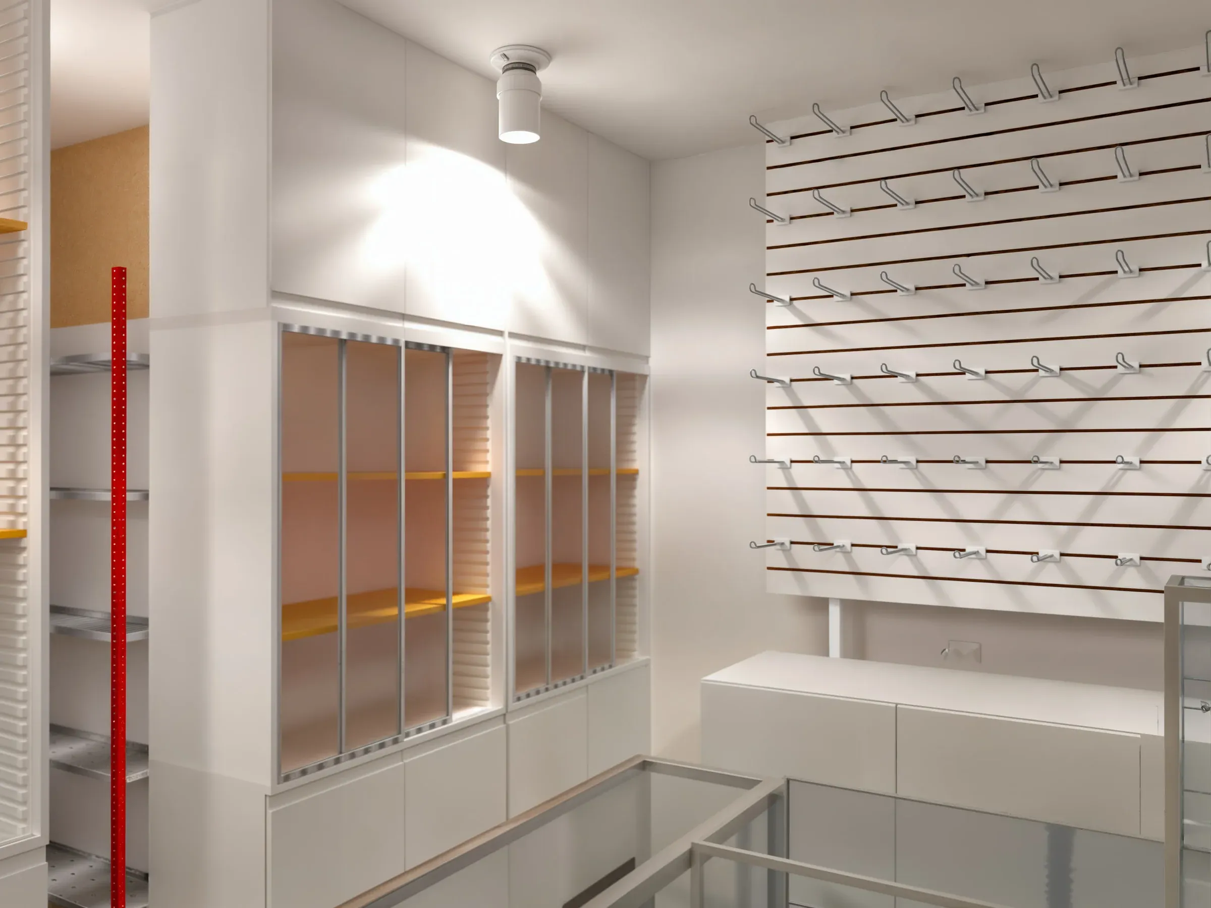 Librería comercial · Vista 02. Diseño interior, exhibición y mobiliario