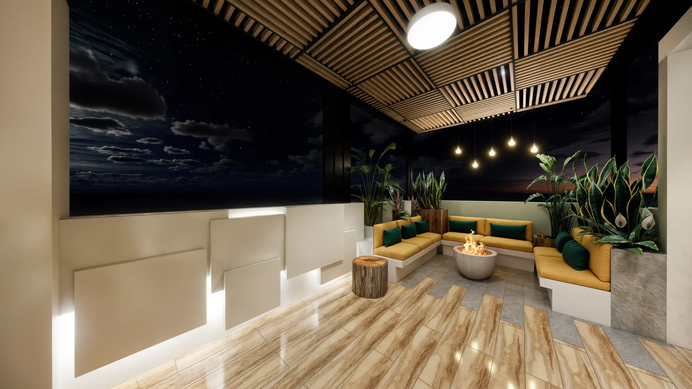 Multifamiliar Los Olivos · Vista 123. Terraza y áreas comunes