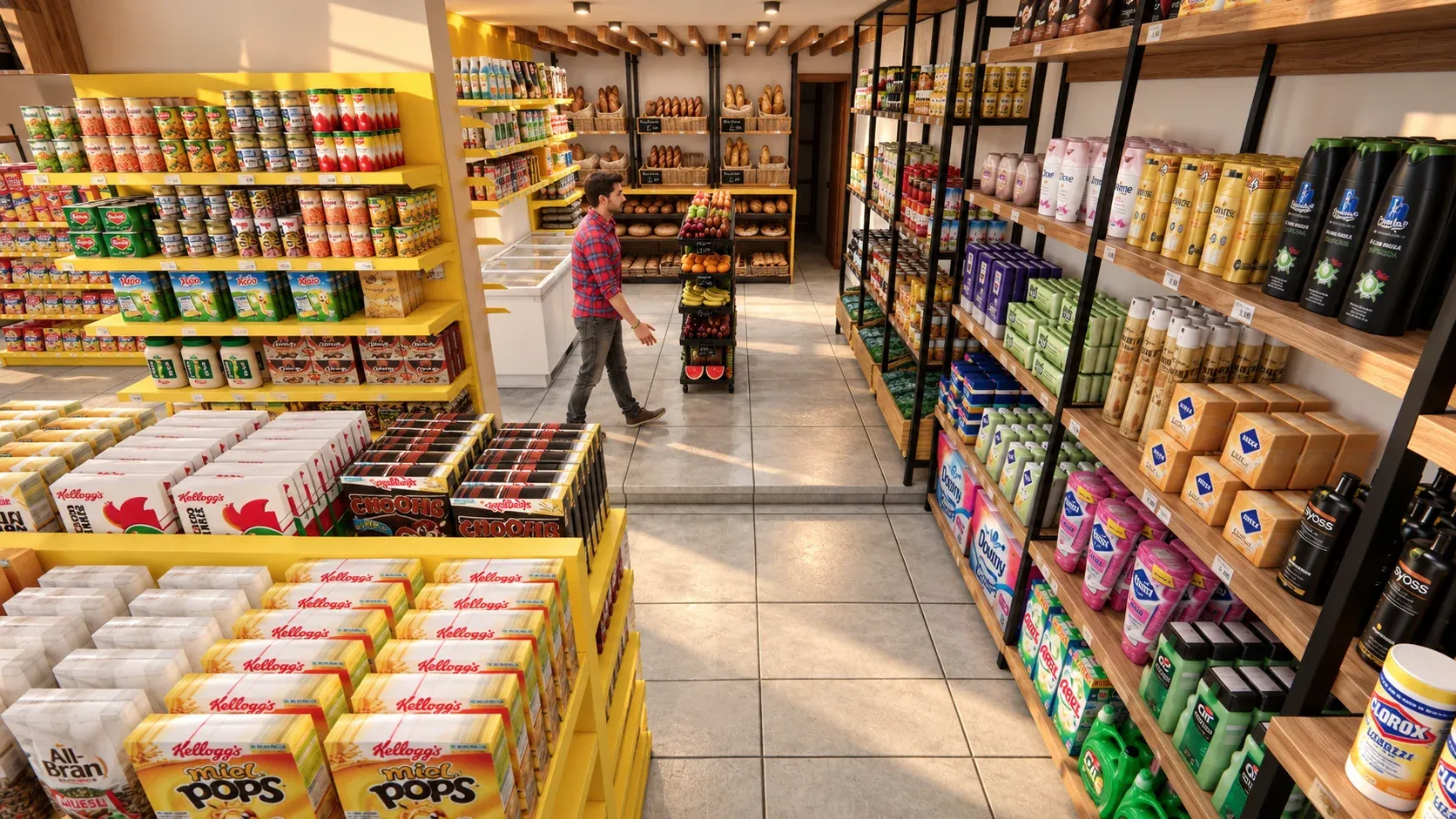 Minimarket Ali Xpres · Vista 22. Layout comercial, góndolas y exhibición
