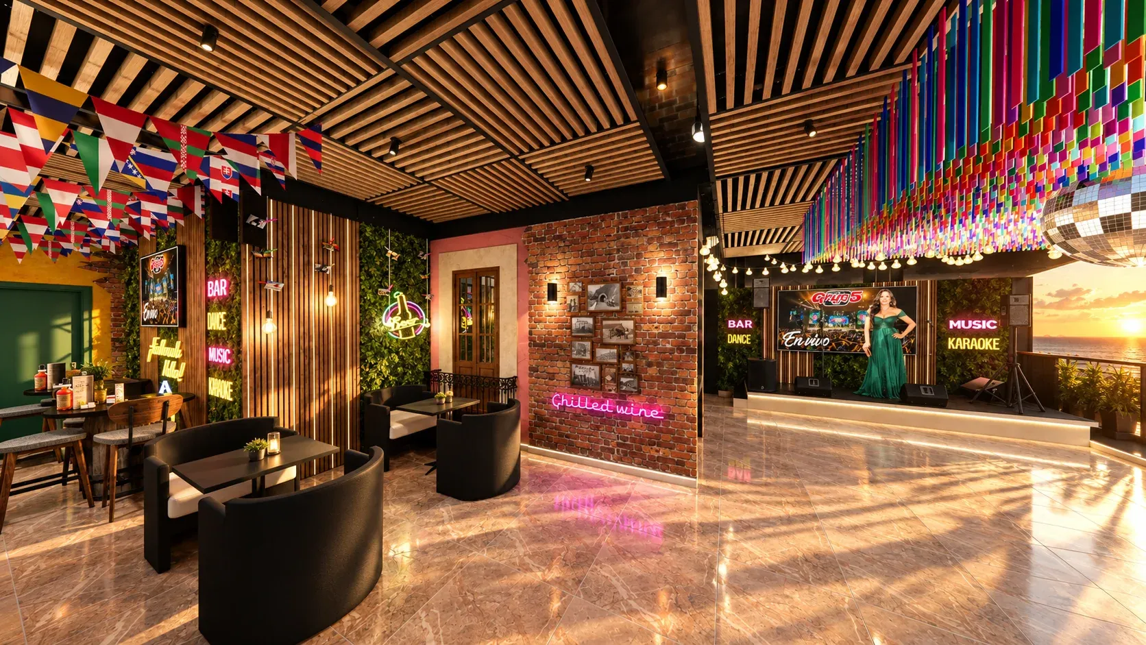 Terraza bar · Vista 10. Propuesta de azotea social y karaoke