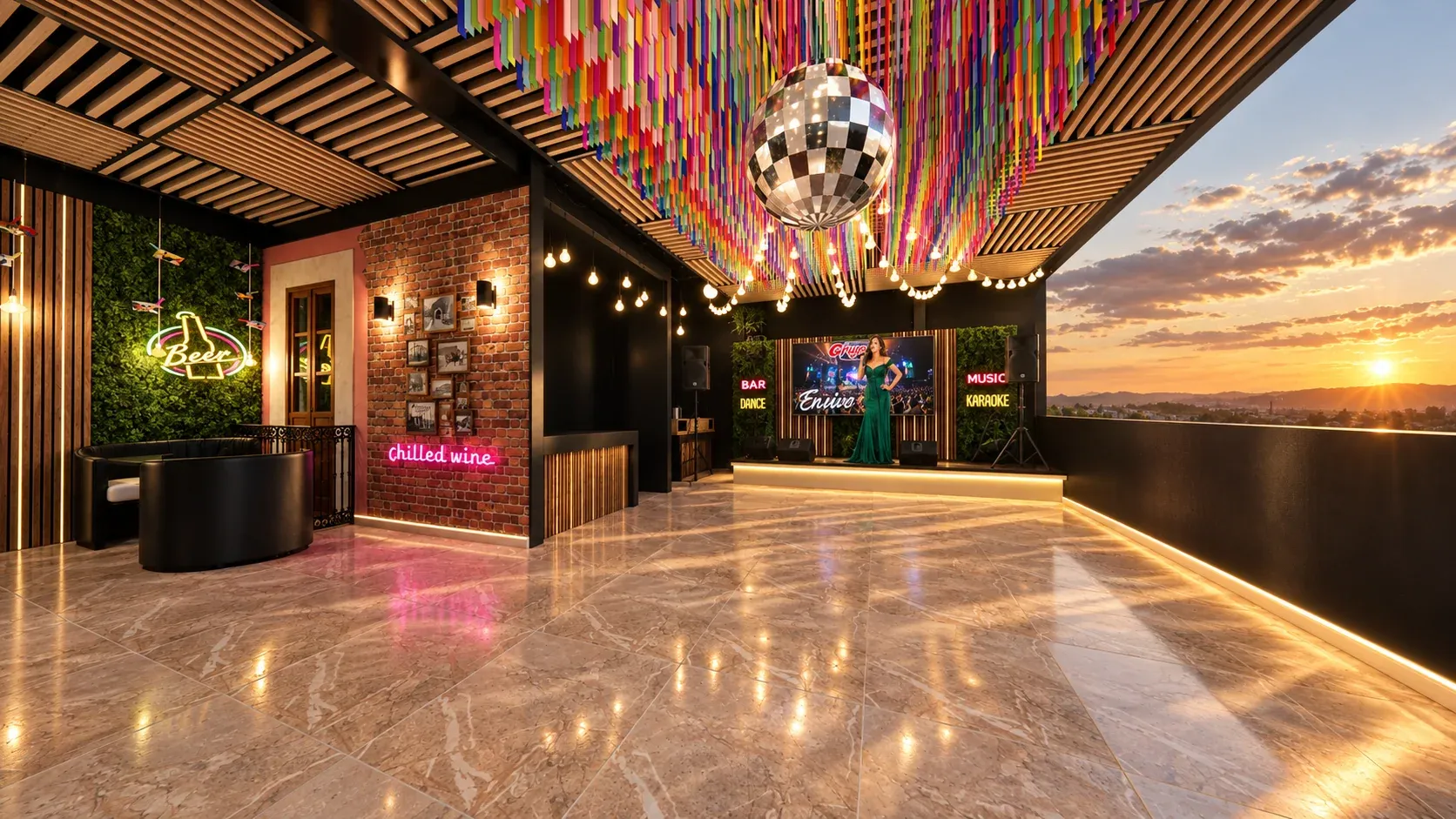 Terraza bar · Vista 11. Propuesta de azotea social y karaoke