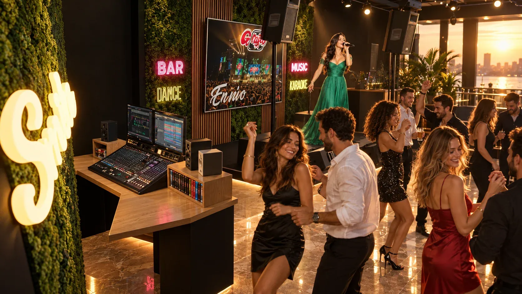 Terraza bar · Vista 14. Propuesta de azotea social y karaoke