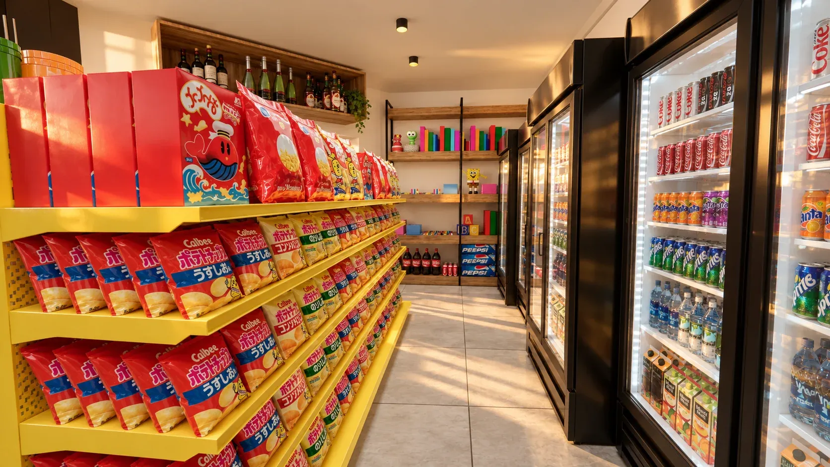 Minimarket Ali Xpres · Vista 37. Layout comercial, góndolas y exhibición